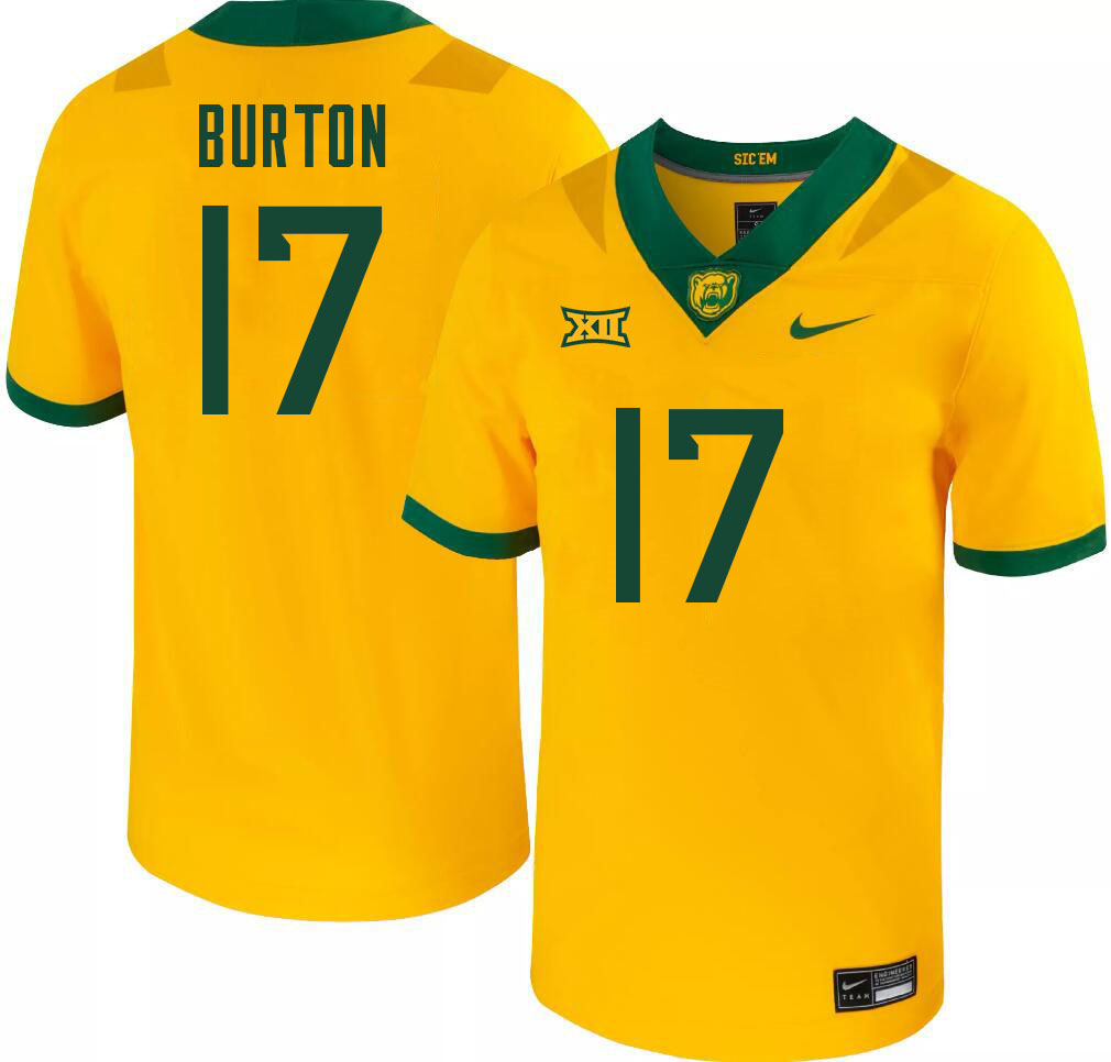 Men-Youth #17 Jonah Burton Baylor Bears 2023 College Football Jerseys Stitched Sale-Gold